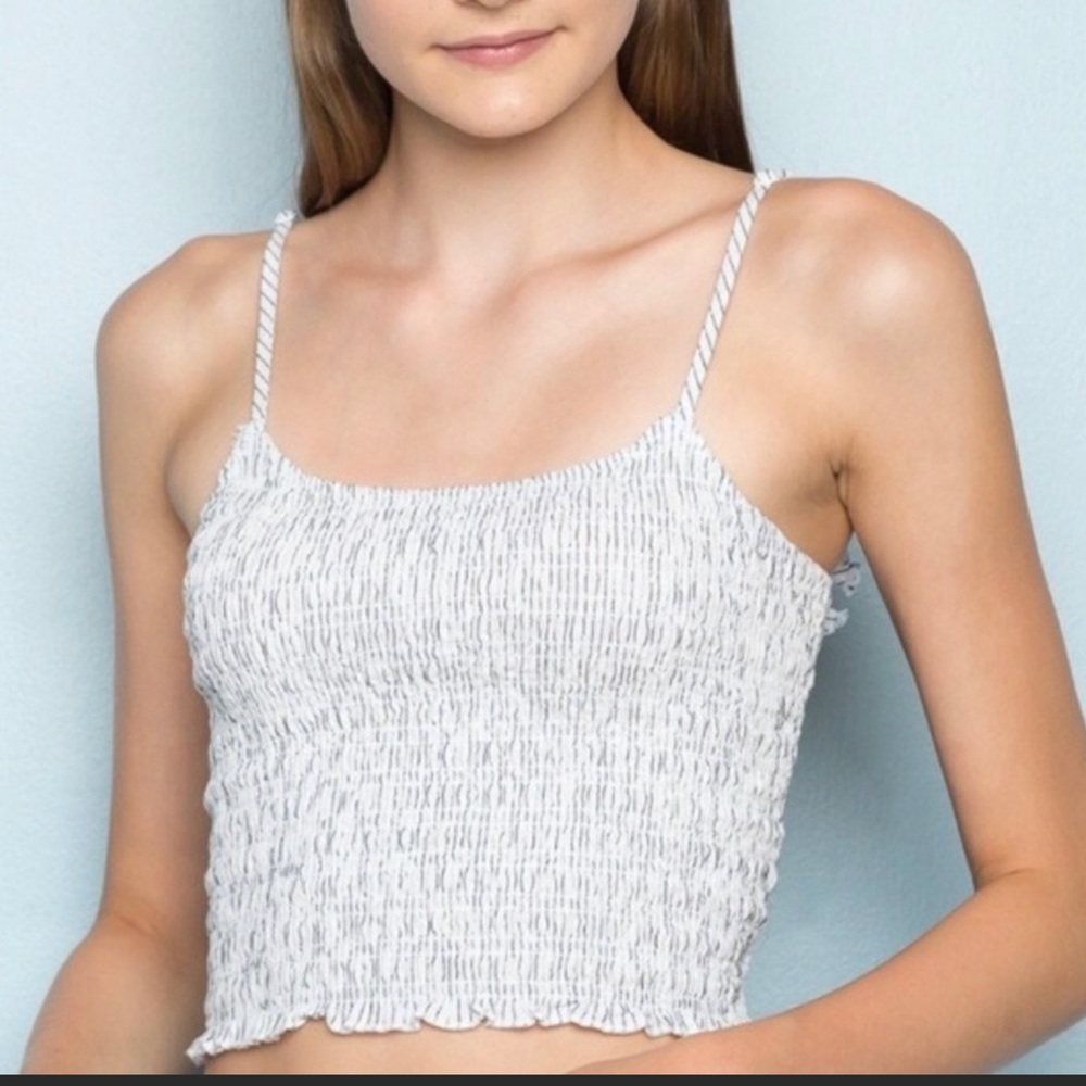 Brandy Melville Izzy smocked blue white tank OS - Picture 3 of 7